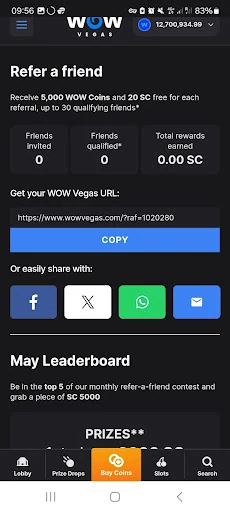 Wow Vegas - Refer a friend