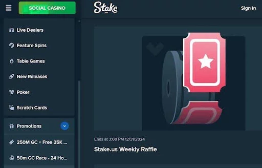 stake.us - 2 - weekly raffle