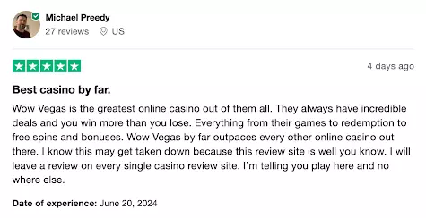 wow vegas customer review