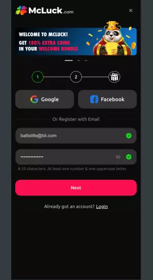 McLuck - Login Step 3