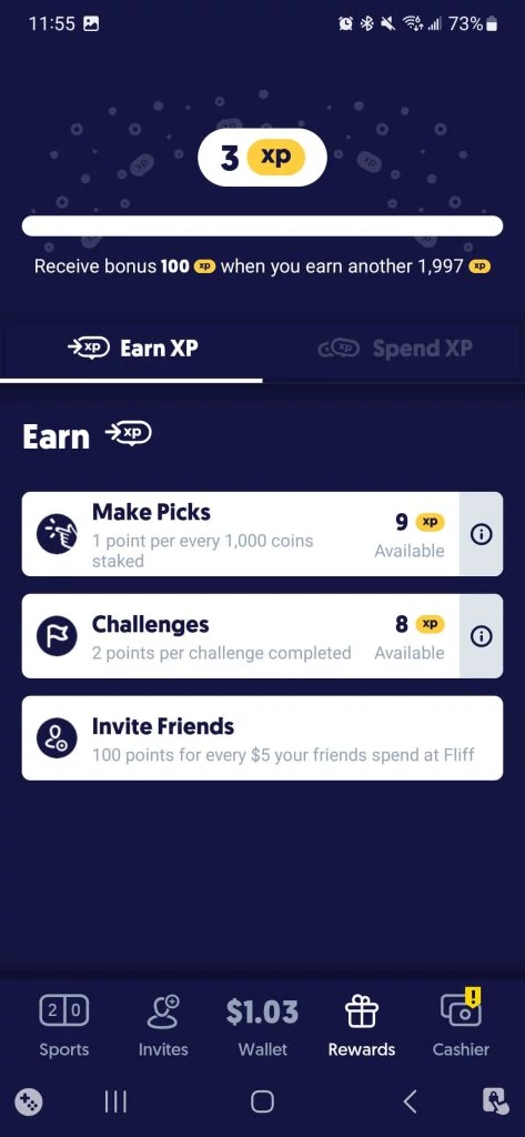 Fliff earn XP