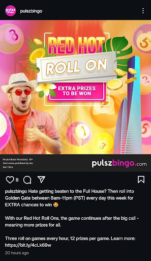 pulsz bingo social media promo