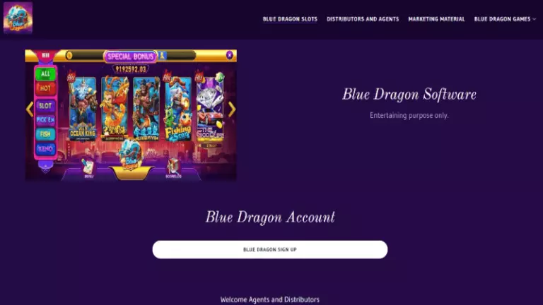 BlueDragon casino homepage