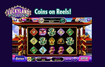 Luckland Slots coins on reels