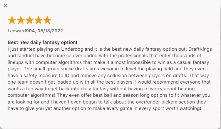 Underdog Fantasy App Review