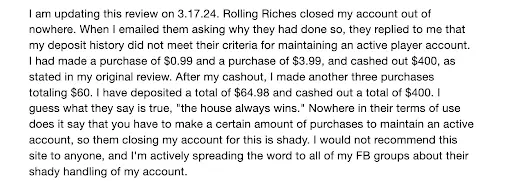 Rolling Riches - Customer Review 1