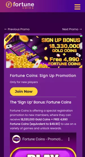 fortune coins welcome bonus