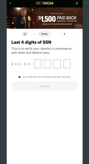 BetMGM - Sign Up - Verification - SSN