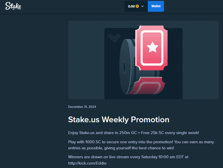 stake.us weekly promotion